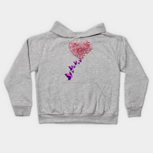 Inspirational Rose Heart & Support Butterflies Kids Hoodie